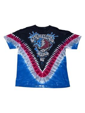 THE GRATEFUL DEAD Tie Dye Liquid Blue Skull Vintage Y2K Band Rock T Shirt Men XL